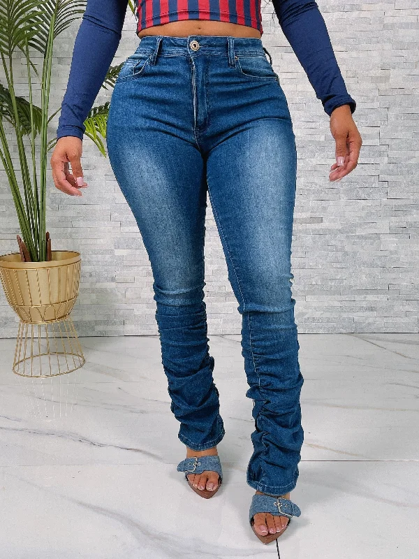 PA4462P - SUPER STACKED PANTS Fashionable Button-Up Pants