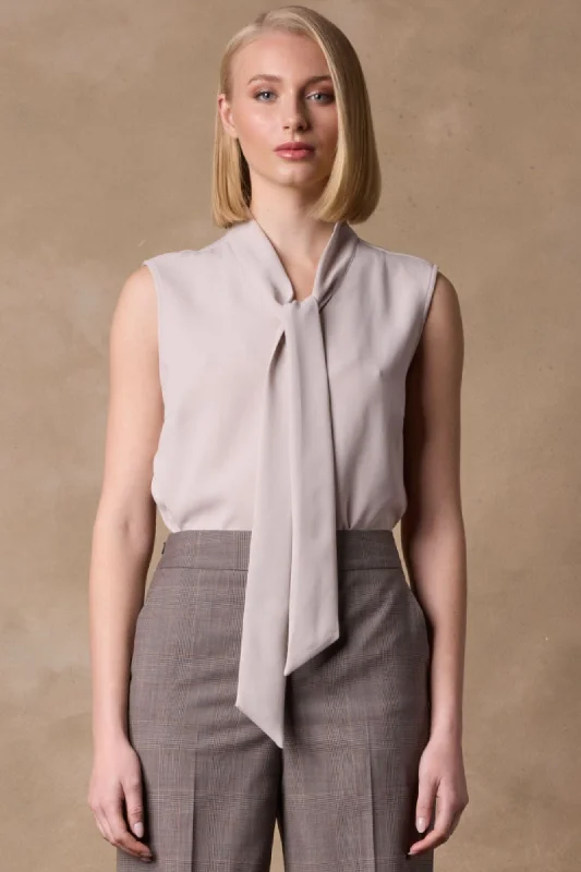 Sofia Sleeveless Blouse - Stone Floral Chiffon Blouse