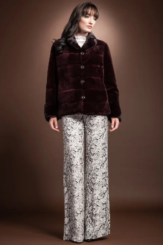 Reversible 4 Button Sheared Horizontal Mink Fur Jacket - LH Mink Collar & Turn Back Cuffs Anorak Shell Jacket Lightweight Jacket Reversible 4 Button Sheared Horizontal Mink Fur Jacket - LH Mink Collar & Turn Back Cuffs Anorak Shell Jacket Lightweight Jacket