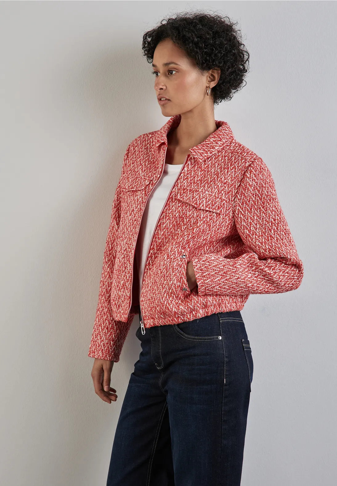 Street One Boucle Jacket with collar and pockets. Mandarin and cream Faux Fur Jacket Real Fur Jacket Shearling Jacket Street One Boucle Jacket with collar and pockets. Mandarin and cream Faux Fur Jacket Real Fur Jacket Shearling Jacket