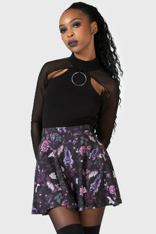Deadly Blossom Mini Skirt silk skirt smooth